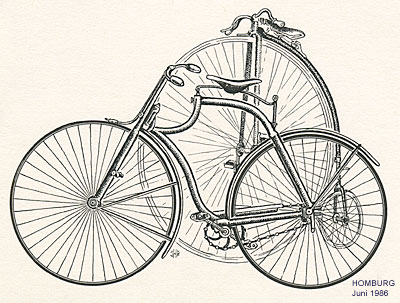 Hochrad und Sicherheits-Fahrrad 1888